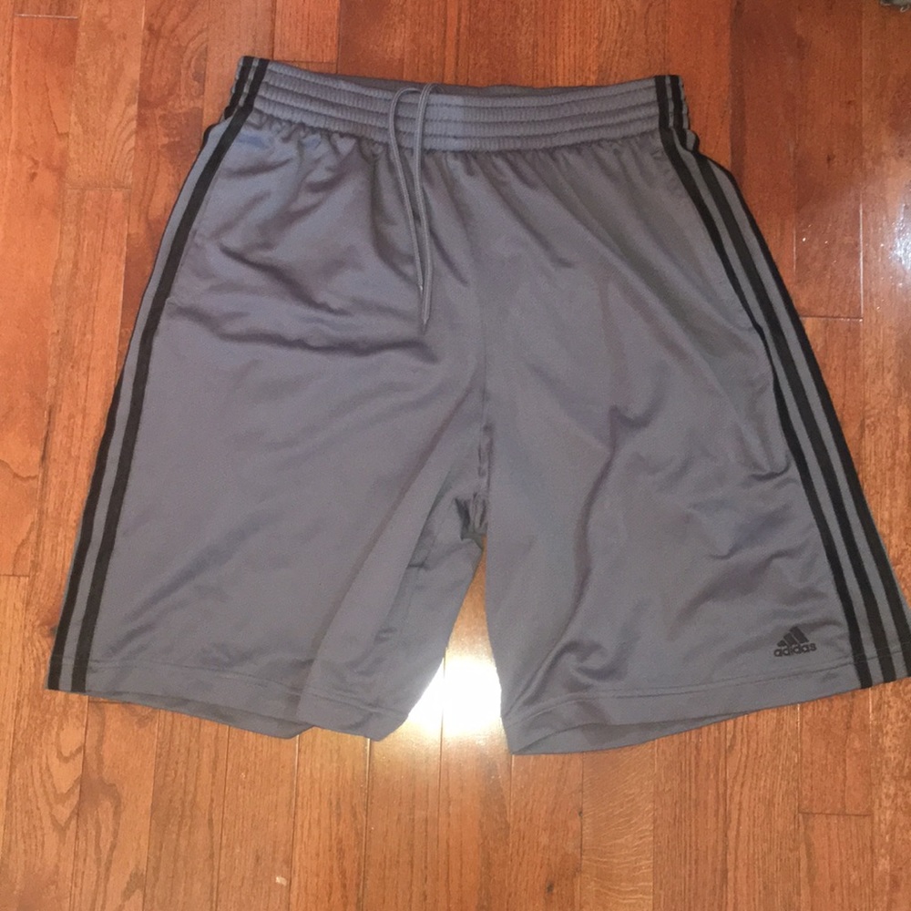 Grey adidas boy shorts.